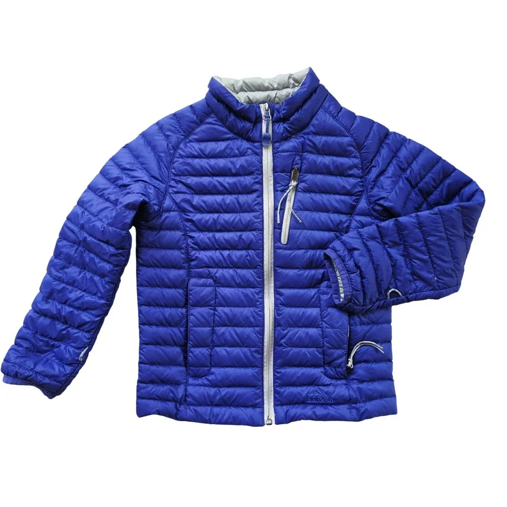 L.L. Bean Kids M 5-6 Ultralight 650 DownTek Puffer Jacket Blue 296982